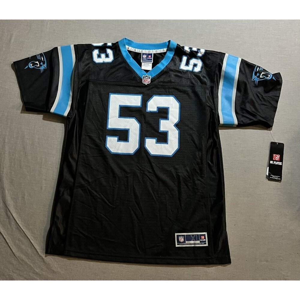 Carolina Panthers‎ Proline Brian Burns Jersey Boys XL Blue Short Sleeve New.